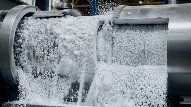 Closeup view of a highenergy ball mill crushing titanium dioxide pigments into uniform fine powders highlighting the intense mechanical grinding process in an industrial setting.