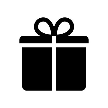 Gift icon. Vector gift box symbol. Birthday present, Christmas gift icon. Black gift box icon.