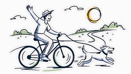 Obraz premium Boy Riding Bicycle Coloring Page