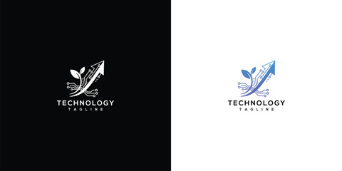 Obraz premium Technology Growth Arrow Logo - Digital Innovation Future Concepts.
