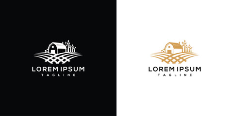 Farm Barn Logo Design Rural Landscape Agriculture Countryside Organic Food. © Ilinois