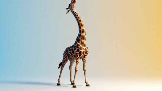 Giraffe performs fun dance on stage with bright background in joyful setting at wildlife event with audience present