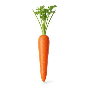Fresh Orange Carrot with Green Leaves Isolated on White Background