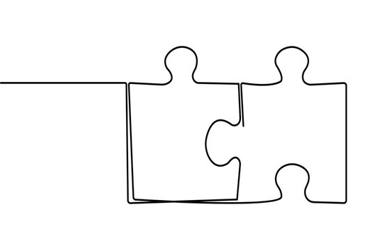 Minimalist puzzle element line art illustration isolated on white background for design