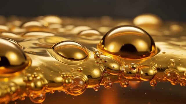 Extreme Macro of Molten 24K Gold featuring a 10-Second Flow of Bubbling Liquid Metal with High Luster and Glowing Orange Heat for a Luxury Hyper-Realistic Aesthetic.