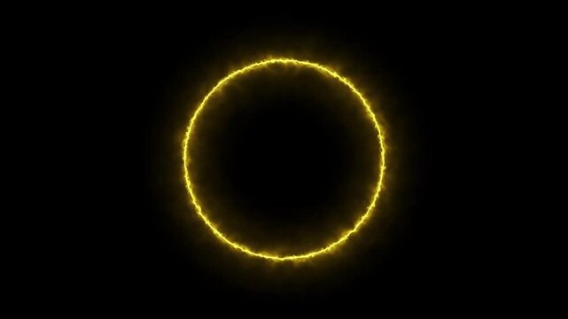 Abstract yellow energetic fire circle loop