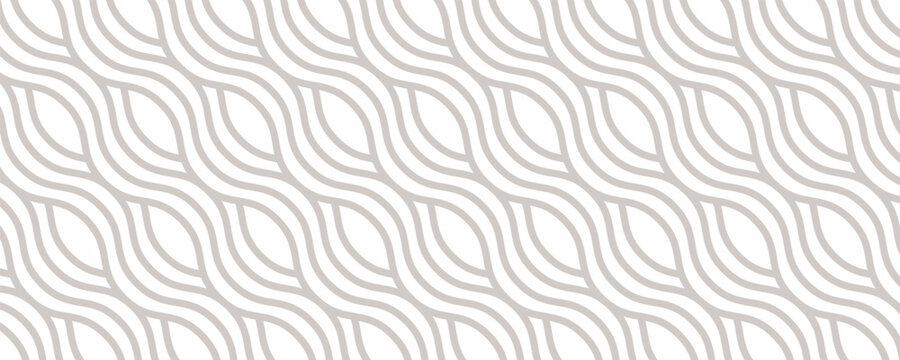 Vector geometric diagonal fabric waves seamless texture. Cream colour background.