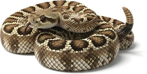Naklejka premium Brown Rattlesnake Coiled on White Background