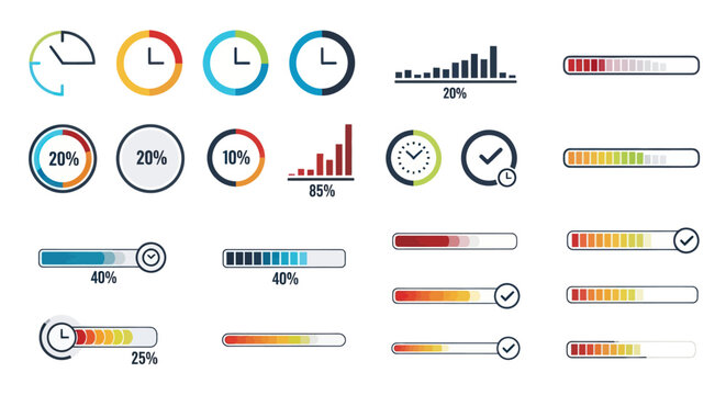 Collection of diverse loading bars and progress indicators.