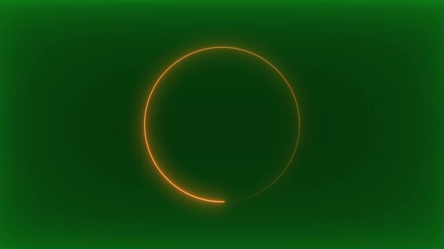 Neon orange circle rotating green background