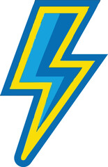 Yellow and Blue Stylized Lightning Bolt Symbol Vector