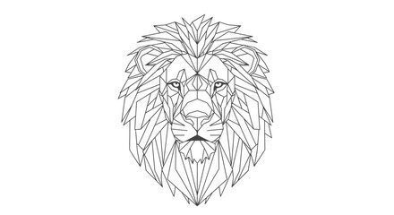 Obraz premium Lion Face Closeup Line Art Portrait.