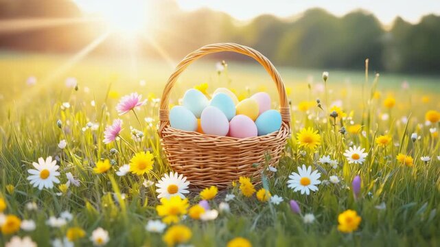 easter eggs in a basket