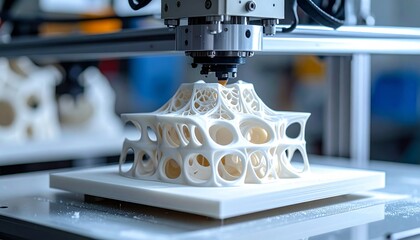 Fototapeta premium creating a complex architectural model with white resin, 