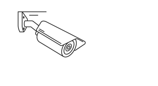 Security camera on a wall mount.