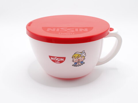 Nissin ramen white plastic ramen bowl in Manila, Philippines