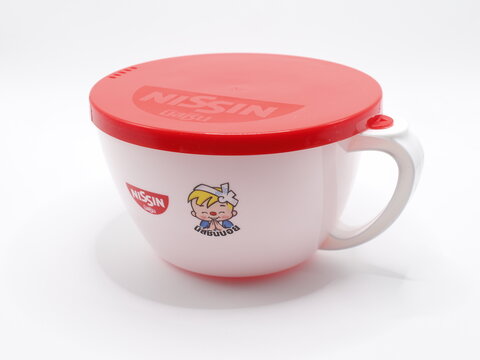 Nissin ramen white plastic ramen bowl in Manila, Philippines