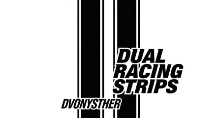 Dual Racing Stripes Design with Bold Typography and Parallel Lines. © Kiki