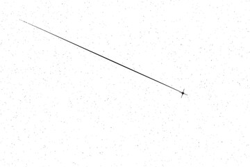 Realistic shooting star leaving vector background. A thin white trail line across the solid black starfield.  © PanzaDesign