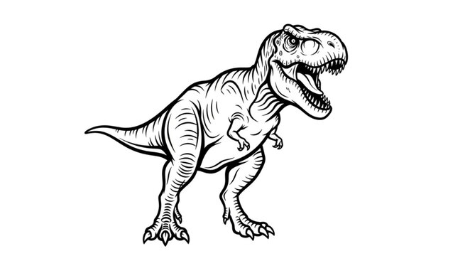 Detailed Line Art Depiction of a Tyrannosaurus Rex.