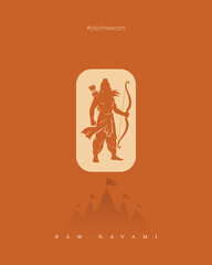 Happy Ram Navami Poster With Lord Rama Archer Silhouette And Bow