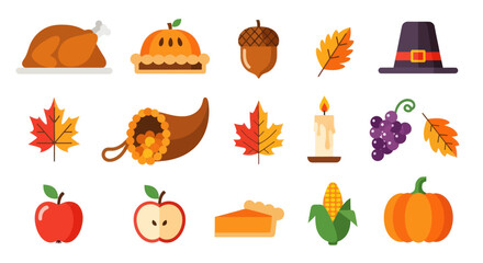 Thanksgiving icons autumn feast illustrations © hartanto