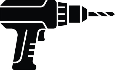Obraz premium Cordless Power Drill Icon, Electric Hand Tool Vector Silhouette