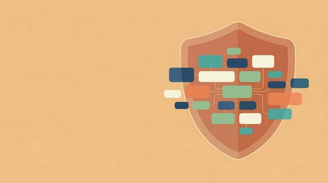 Approachable Cybersecurity Vector: Warm Abstract Data Shield with Copy Space