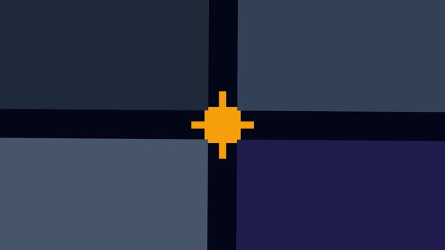 Abstract Geometric Animation with Rotating Squares and Central Starburst.