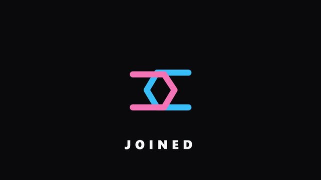 Abstract Geometric Hexagon Shape Animation with Glitch Effect on Black Background.