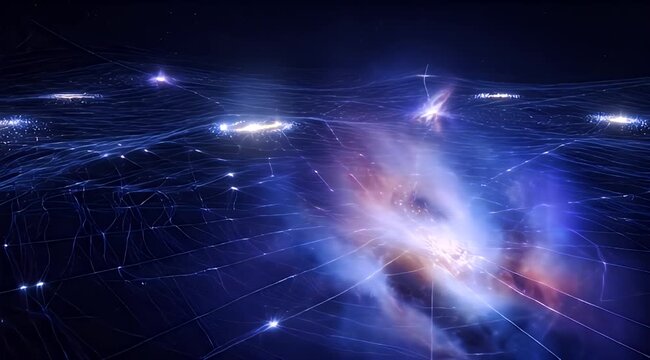 Interstellar web of luminous energy lines connecting brilliant galaxies in deep space