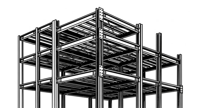 Steel Framework Construction - A Detailed Architectural Blueprint.