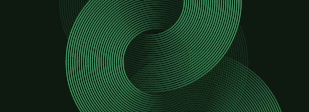 Abstract circle lines on a green background. Geometric line art design for posters, flyers, covers, websites, and banners.Geometric vector design