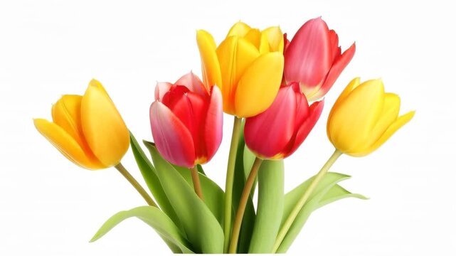 Colorful Tulip Flowers Bouquet Close Up