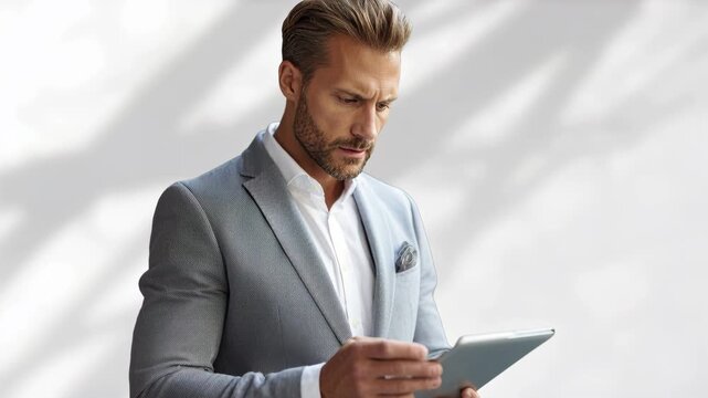 Elegant Man Using Tablet Modern Business Portrait