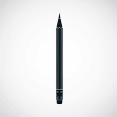 Black Pencil Silhouette Isolated on White Background, Writing Tool Icon