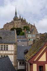 Mont Saint Michel Abbey on an island, Normandy, France