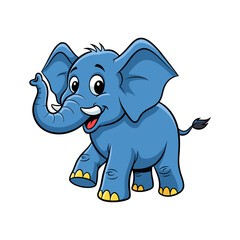 Obraz premium A blue cartoon elephant with a happy face