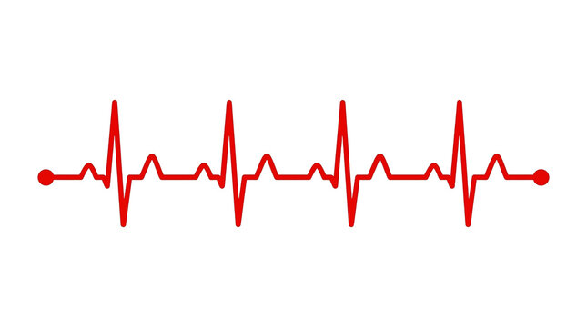 Red Heart Rate Pulse Cardiogram Line on White Background Representing Health and Medical Monitoring Concept