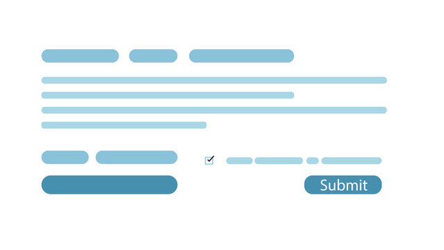 Light blue form layout with input fields, checkbox, and submit button on white background