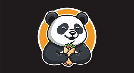 Cartoon panda holding food © Hype