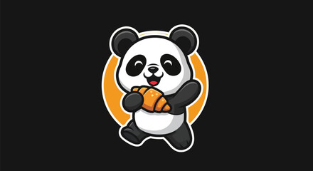 Cartoon panda holding pastry vector illustration © Hype