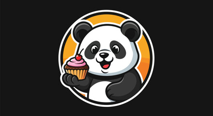 Cartoon panda holding a cupcake © Hype