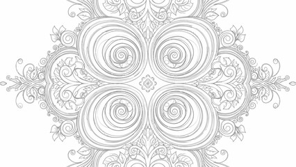 Intricate Floral Mandala Design, Swirls and Leaves, Ornamental Pattern