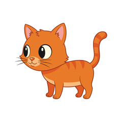A cute orange cartoon cat with big eyes © HOSSAINSTOCK