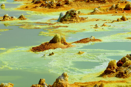 Detail of the colors of the salt from Dallol volcano, Ethiopia