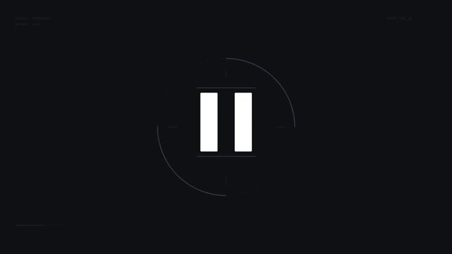 Pause Button Animation on Dark Background for Media Player Interface.