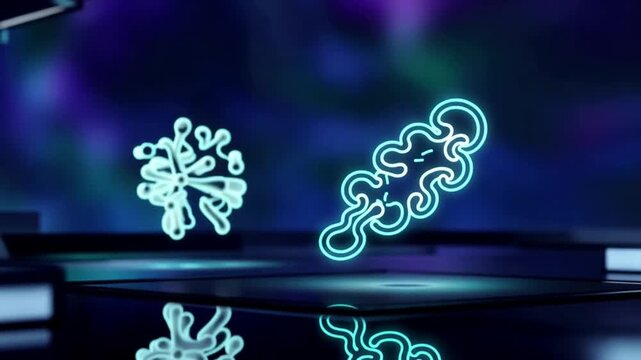 Neon virus and bacteria structures.