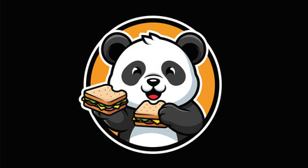 Cartoon panda eating sandwich vector © Hype