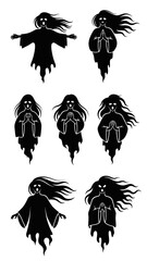 Obraz premium Spooky Ghost Silhouettes, Halloween Characters, Scary Apparitions